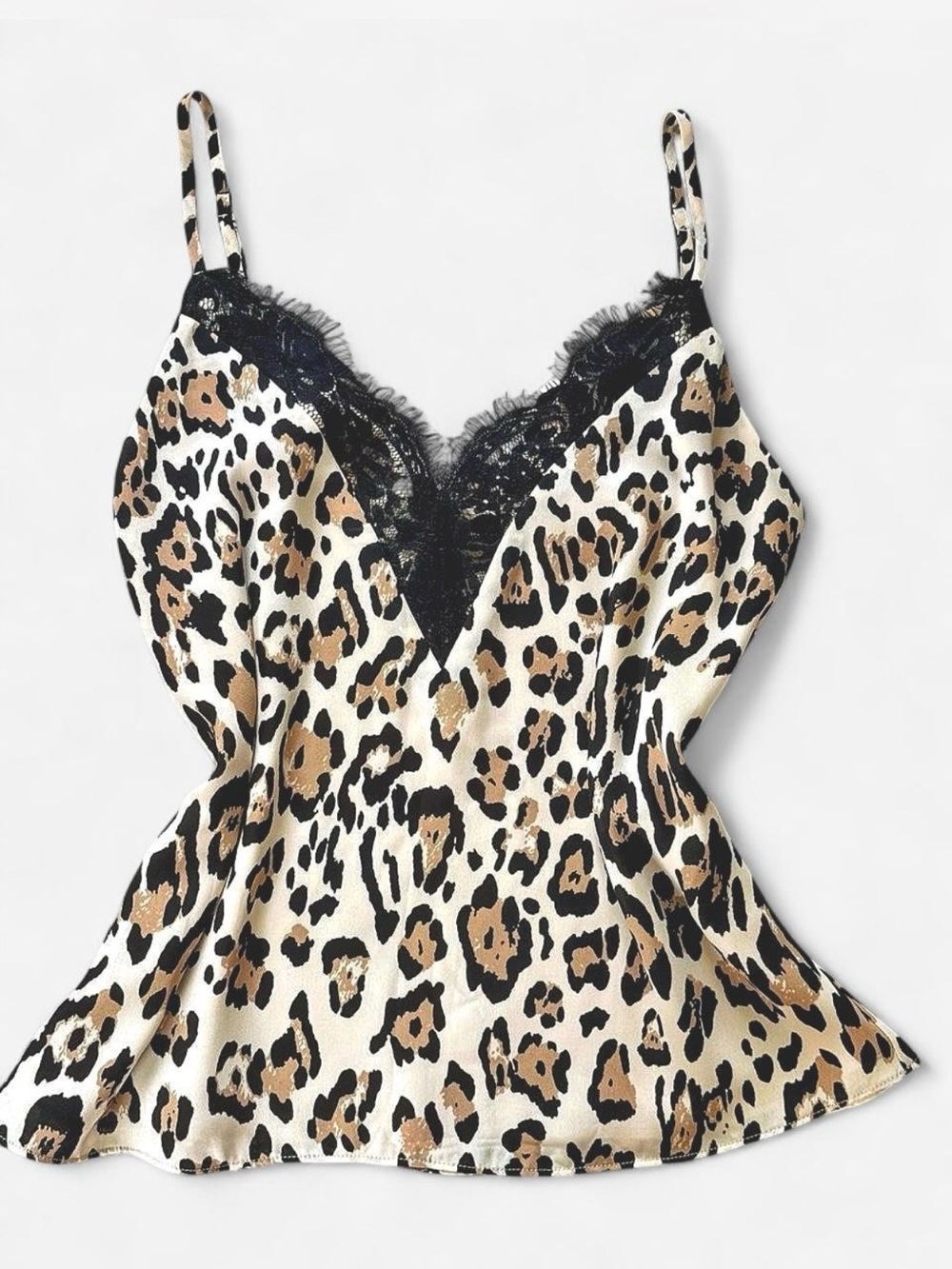 Socialite Leopard Print Lace Trim Camisole Tank Top Size S NWOT